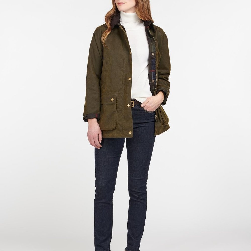 Womens Barbour Acorn Waxed Cotton Jacket,. Size 8 US